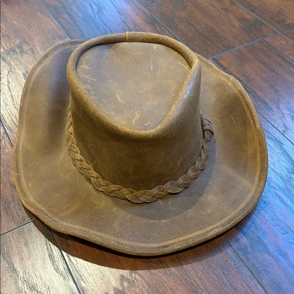 Minnetonka Brown Leather Outback Hat - Picture 2 of 8